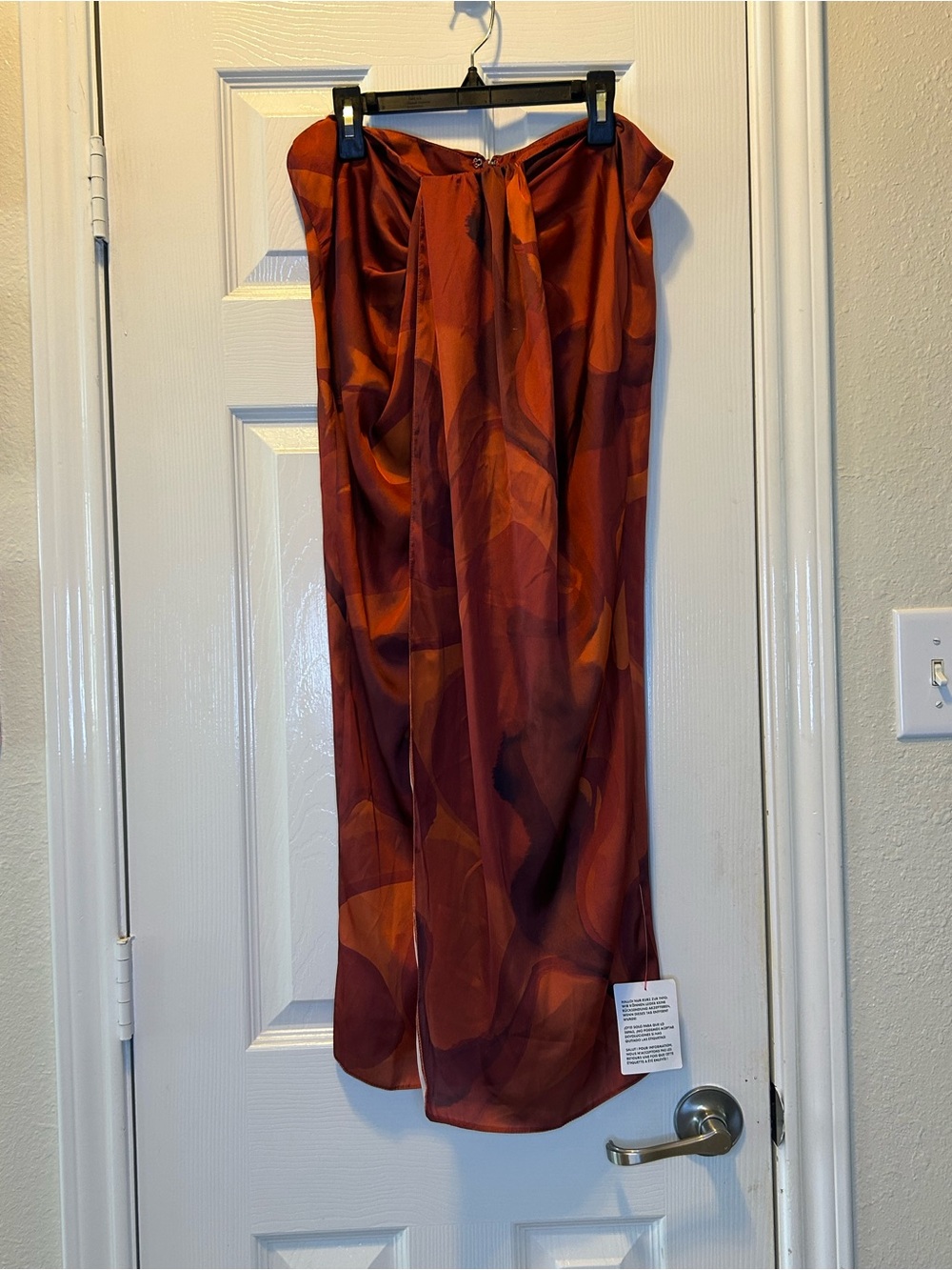 ASOS LUXE Satin Midi Skirt in Burnt Orange NWT